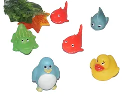 Soft Toys Squeezes Chu Chu Sound Sharks Fish Family Four Animals Toy Non-Toxic Bath Toys 7 Piece-thumb1