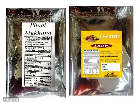 Dry Fruits Combo Almond, Phool Makhana Lotus Seeds(Makhana)(2 X 1000 G) 2Kg-thumb2