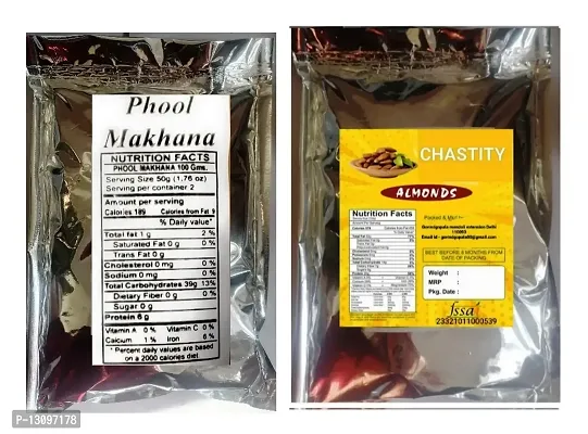 Dry Fruits Combo Almond, Phool Makhana Lotus Seeds(Makhana)(2 X 250 G)-thumb2