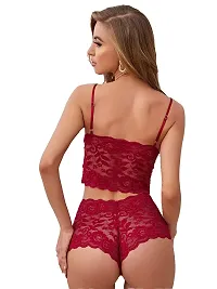 Stylish Maroon Solid Bra  Panty Set For Women-thumb1