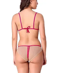 Stylish Pink Solid Bra  Panty Set For Women-thumb3