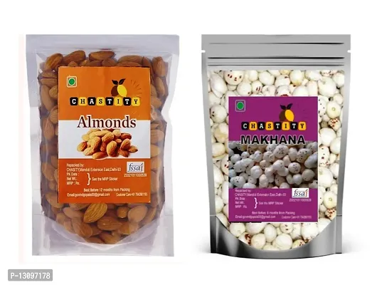 Dry Fruits Combo Almond, Phool Makhana Lotus Seeds(Makhana)(2 X 250 G)