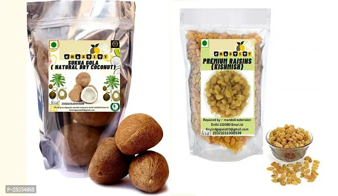 Premium Combo Pack Sukha Gola Dry Copra Sukha Nariyal and Kishmish 500G-thumb0