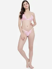 Stylish Pink Solid Bra  Panty Set For Women-thumb1