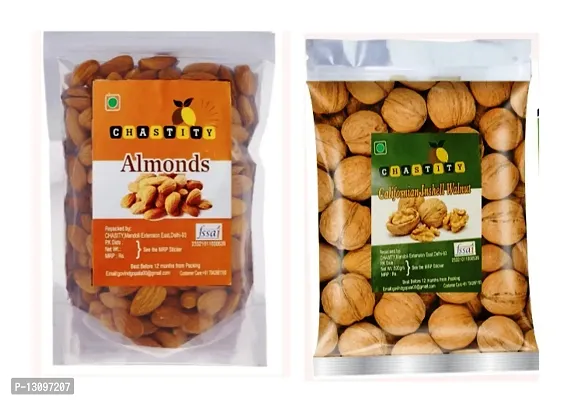 Dry Fruits Combo Almond, Walnuts (Akhrot) (2 X 1000 G) 2Kg