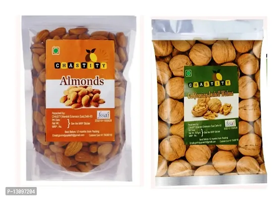 Dry Fruits Combo Almond, Walnuts (Akhrot) (2 X 100 G)-thumb0