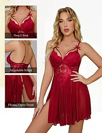 Stylish Maroon Lycra Bridal Baby Dolls For Women-thumb2