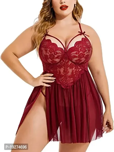 Stylish Maroon Lycra Bridal Baby Dolls For Women