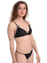 Women Self Design Bra Panty Set Lingerie Set-thumb1