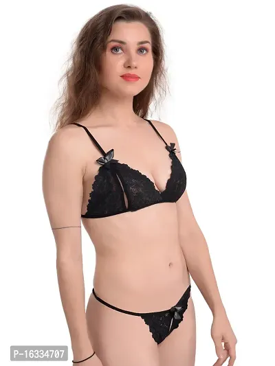 Women Self Design Bra Panty Set Lingerie Set-thumb2