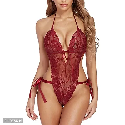 Stylish Maroon Lycra Bridal Baby Dolls For Women-thumb0