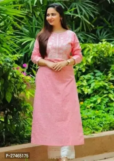 Stylish Pink Rayon Solid Stitched Kurta For Women-thumb0