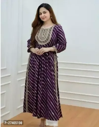 Stylish Purple Rayon Solid Stitched Kurta For Women-thumb0