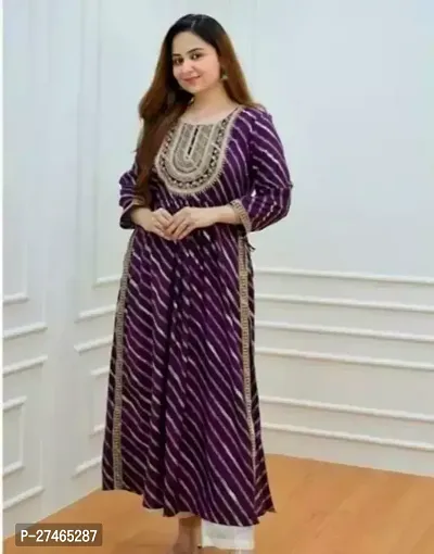 Stylish Purple Rayon Solid Stitched Kurta For Women-thumb0