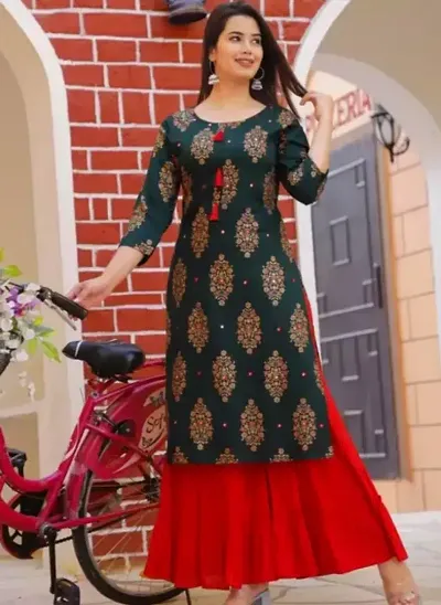 Stylish Rayon Solid Stitched Kurta For Women