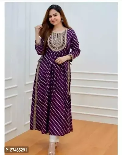 Stylish Purple Rayon Solid Stitched Kurta For Women-thumb0