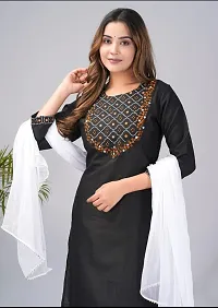 Stylish Black Rayon Solid Kurta, Bottom And Dupatta Set For Women-thumb2