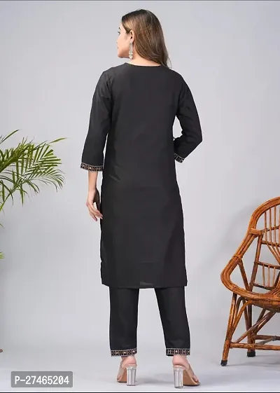 Stylish Black Rayon Solid Kurta, Bottom And Dupatta Set For Women-thumb5