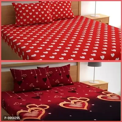 Amazing Family combo Polycotton Pack Of 2 Double Bed Bedsheet With 4 Pillow Covers (2+4)
