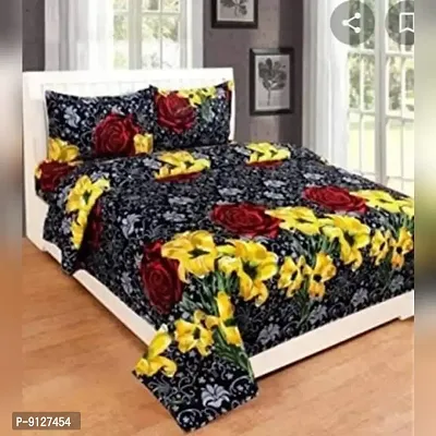 Classic Polycotton Printed Double Bedsheet with Pillow Covers-thumb0