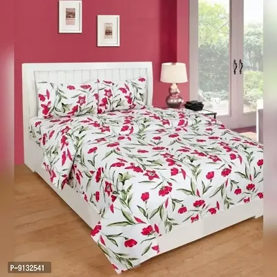 Fancy Polycotton Printed Bedsheet with 2 Pillow Covers-thumb0