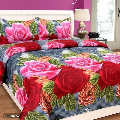 Dolphin Printed Polycotton Double Bed Bedsheet With 2 Pillow Cover