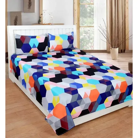 Polycotton Printed Bedsheets with 2 Pillow Covers