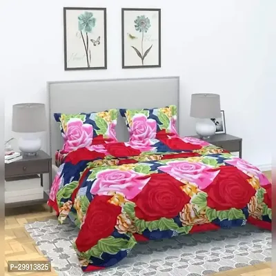 Comfortable Polycotton Printed Double Bedsheet with Two Pillow Covers