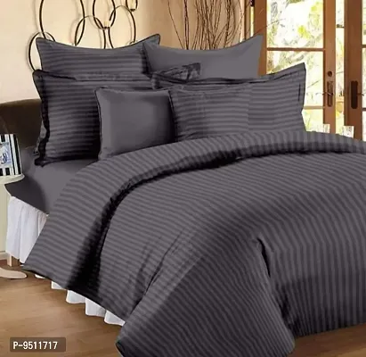 Satin Stripe Double Bed Bedsheet (1+2)-thumb0