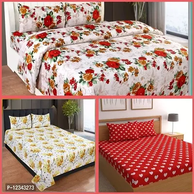 new attractive printed bedsheet Combo Of 3 Double Bed Bedsheet With 6 Pillow covers-thumb0