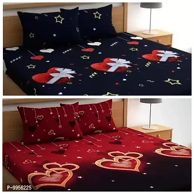 Amazing Combo Polycotton Pack Of 2 Double Bed Bedsheet With 4 Pillow Covers 2 4