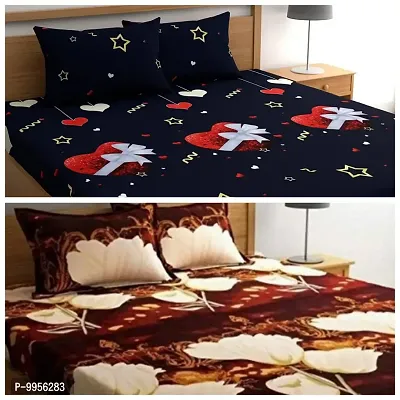 Amazing Combo Polycotton Pack Of 2 Double Bed Bedsheet With 4 Pillow Covers 2 4