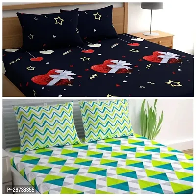 New Deal 2 + 4 New  Bedsheet With Maching Pillow Cover {P}