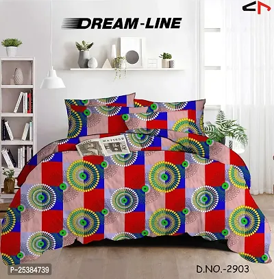 Comfortable Cotton Printed Double Bedsheet with 2 Pillow Covers-thumb0