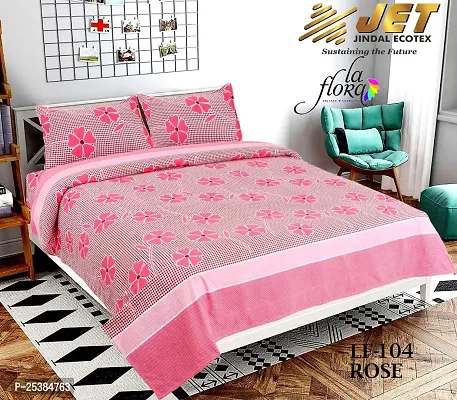 Comfortable Cotton Printed Double Bedsheet with 2 Pillow Covers-thumb0