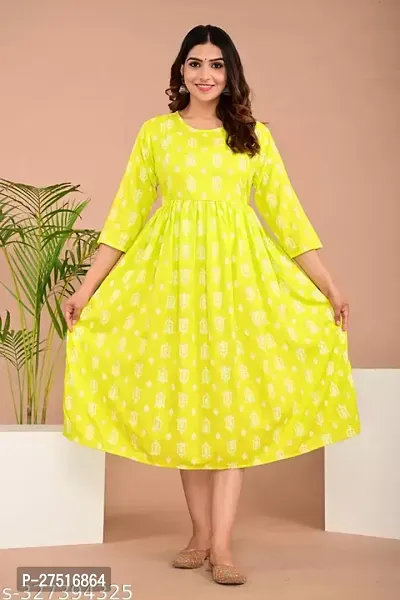 Elegant Yellow Rayon Kurta For Women-thumb0