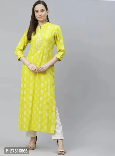 Elegant Yellow Rayon Kurta For Women