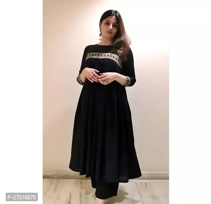 Elegant Black Rayon Kurta For Women-thumb0