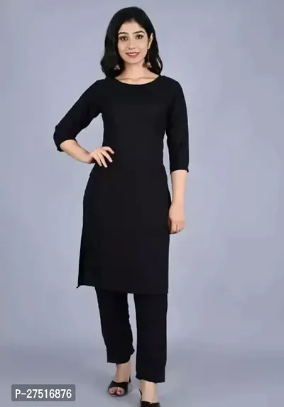 Elegant Black Rayon Kurta Set Set For Women-thumb0