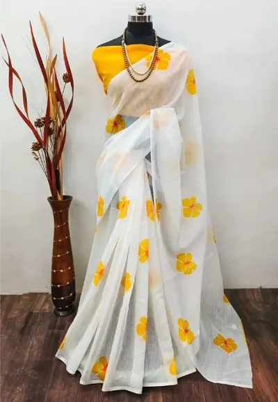 Alluring Linen Saree with Blouse piece 