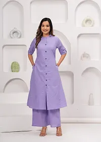 Elegant Purple Cotton Blend Solid Straight Kurta Bottom Set For Women-thumb1