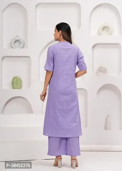 Elegant Purple Cotton Blend Solid Straight Kurta Bottom Set For Women-thumb3