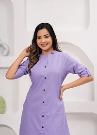 Elegant Purple Cotton Blend Solid Straight Kurta Bottom Set For Women-thumb3