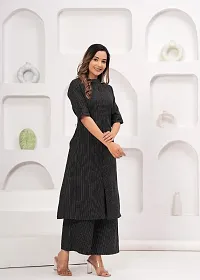 Elegant Black Cotton Blend Solid Straight Kurta Bottom Set For Women-thumb1