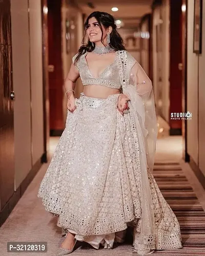 Beautiful Georgette White Thread Work Lehenga Choli For Women