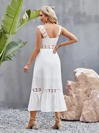 Beautiful White Crepe Solid Maxi Dress For Women-thumb1