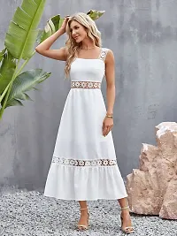 Beautiful White Crepe Solid Maxi Dress For Women-thumb3