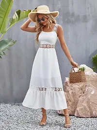 Beautiful White Crepe Solid Maxi Dress For Women-thumb4