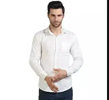 White Cotton Solid Casual Shirts For Men-thumb3