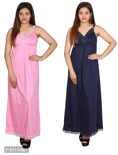 Buy Womie Nighties Women s Hosiery Embellished Maxi Nighty Slip Hosiery Cotton Full Length Camisole Long Inner Wear Petticoat suit Slip Long Gown Maxi Combo. small Babypink navyblue Online In India At...